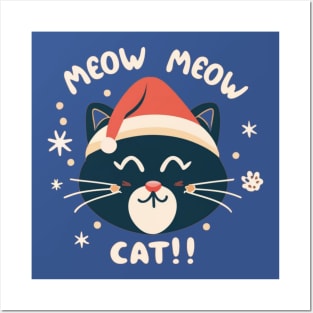 meow meow santa cat Posters and Art